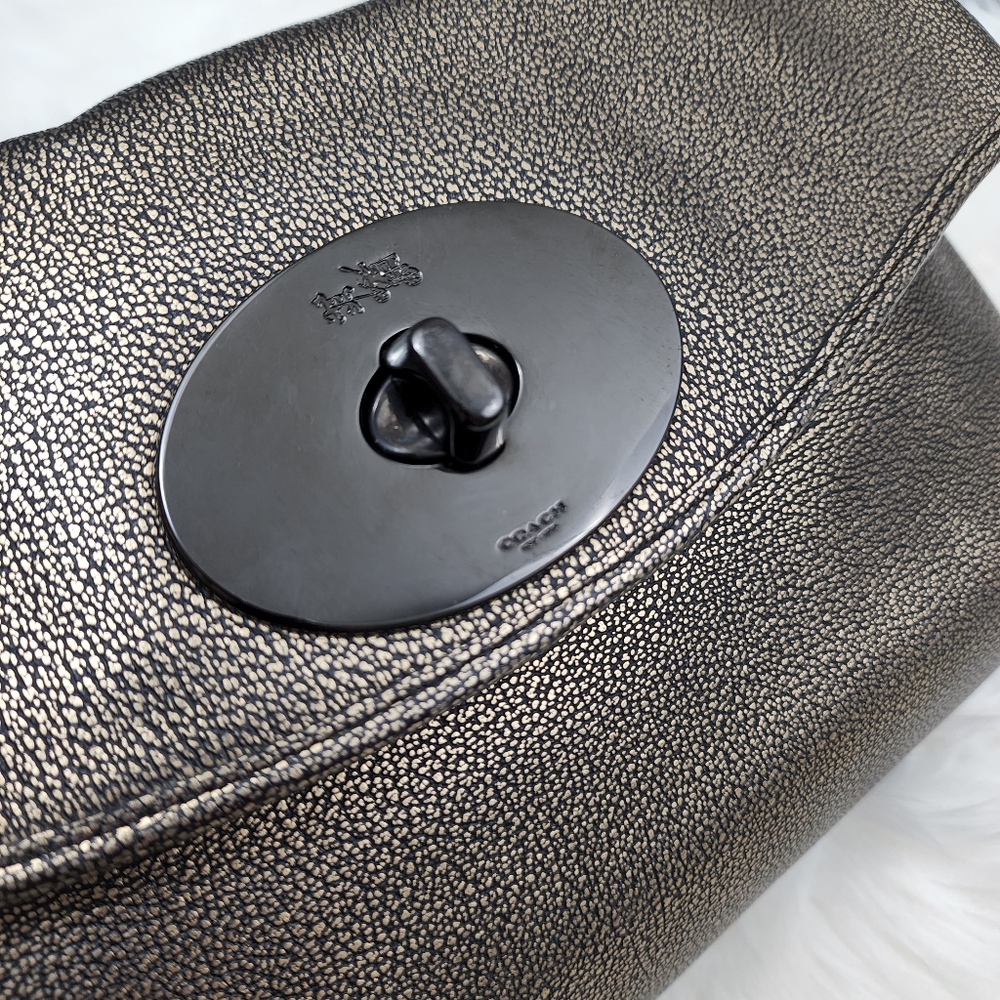 Coach Metallic Leather Turnlock Clutch Shoulder Bag - Picture 5 of 13